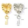 2 Pcs Brass Valentine's Day Charms Multicolor Heart Key Acrylic Imitation Pearl Pendants For DIY Necklace Jewelry Making Finding