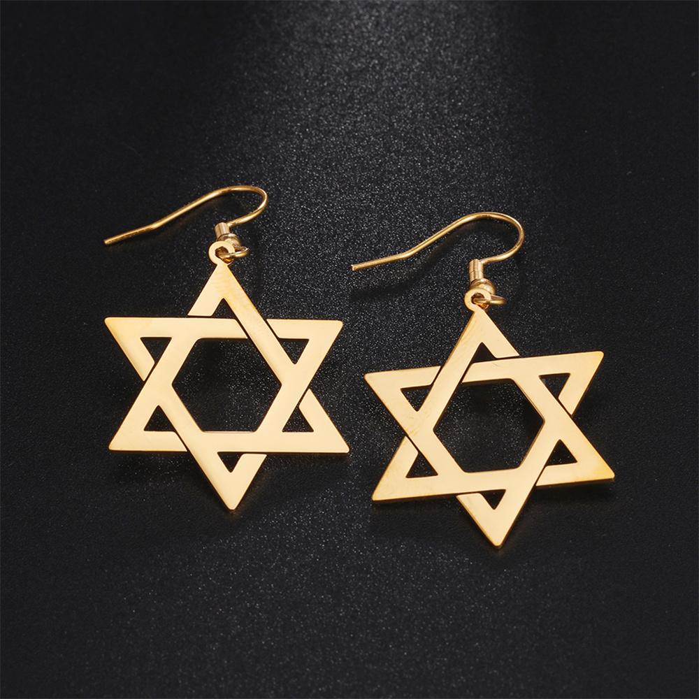 My Shape Davidstern Ohrhänger Edelstahl Hängende Ohrringe Großer Sechsspitziger Stern Judaica Amulett Je Schmuck