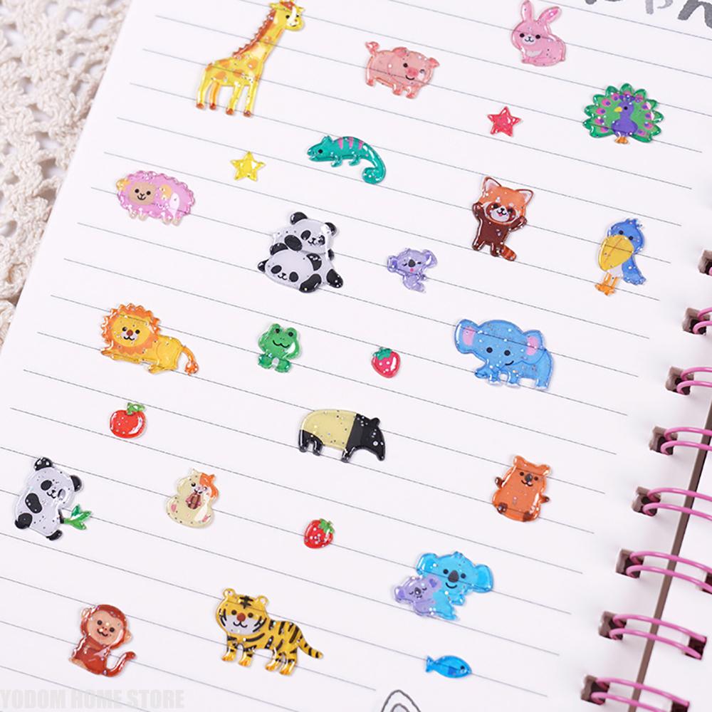 4 pcs/6pcs Kawaii Glittering 3D Sushi Sea Animals Vehicles Stickers Scrapbooking Diy Journal Stationery Sticker Gift Deco Art