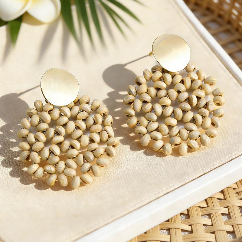 New Earrings Handmade Rattan Exaggerated Vacation Style Earrings Earrings Unique and Beautiful Seaside Accessories