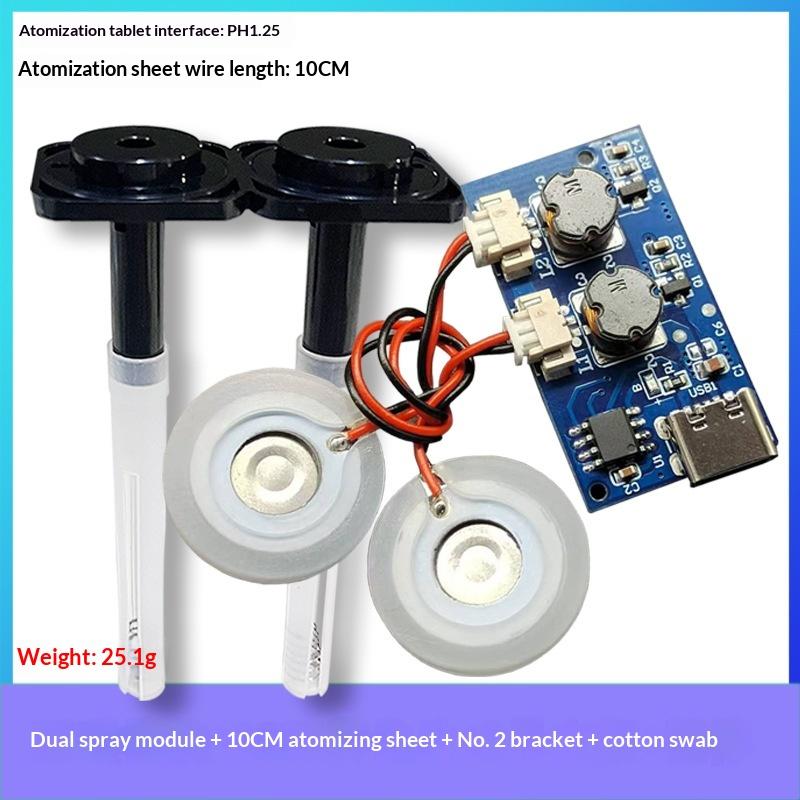 1 Set Dual Spray Electrified Direct Spray No Switch Ultrasonic Atomizer Humidifier Module Type C Dc5V Single Module