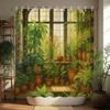Botanischer Garten Duschvorhang Grüne Pflanze Landschaftlich Wasserdicht Polyester Natur für Badezimmer Dekoration mit Haken