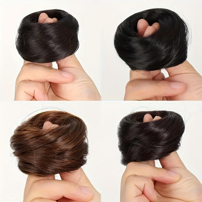 Snadno nositelná syntetická paruka na vyčesaný účes Vlasy Elegantní rovný drdol Vlasy s gumičkou Tepelně odolné vlákno Vlasové příčesky