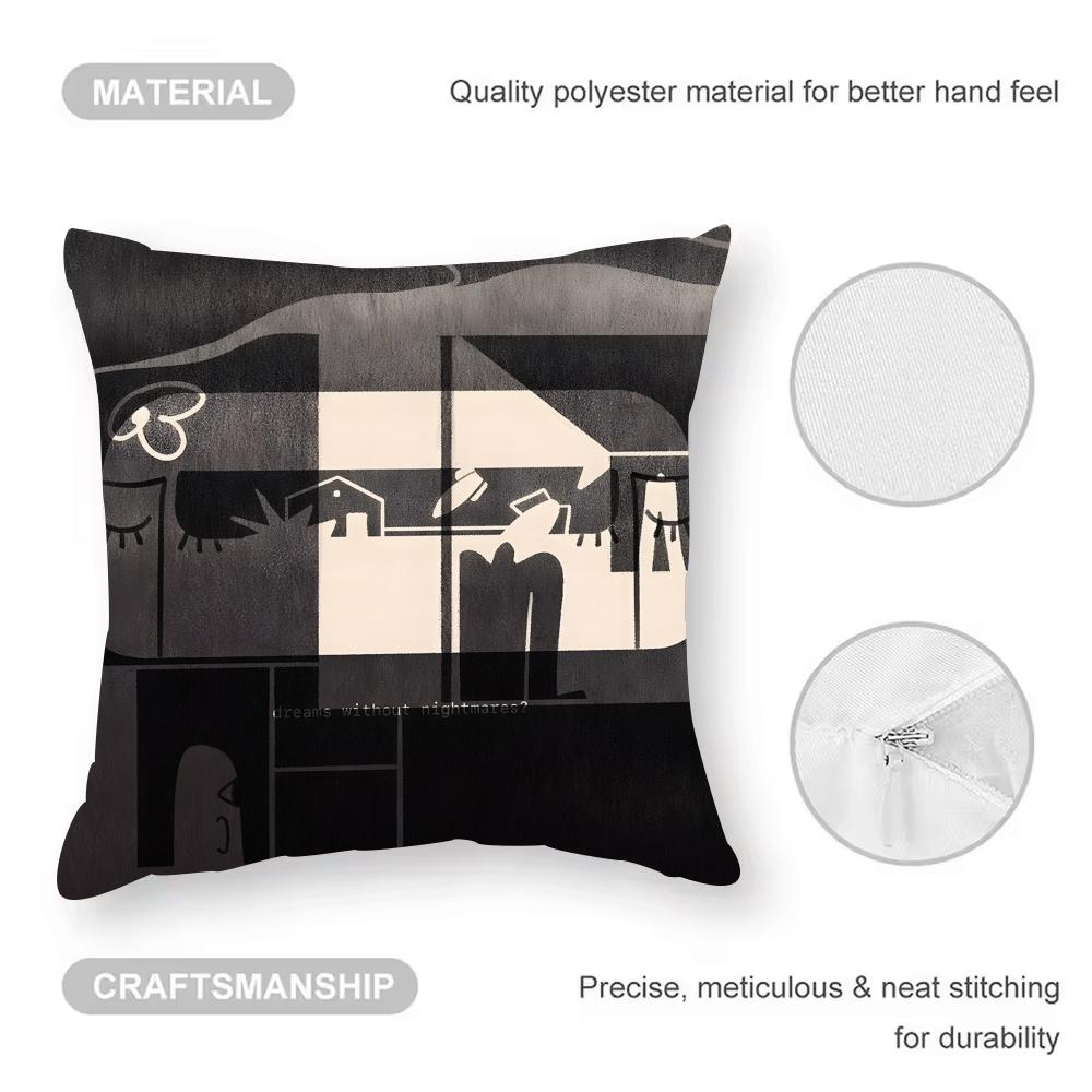 Black and white creative art painting Cushion Cover Anti-dustmite Pillowcase Invisible zipper silky short plush Sofa cushion