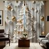 2pcs Elegant Gold Christmas Tree Pattern   Sophisticated Design Light - Filtering Polyester Curtains for Christmas Home Windows
