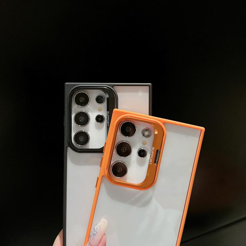 Metalowy Pierścień Ochronny na Obiektyw Stojak Etui Dla Samsung Galaxy S24 S23 S22 Ultra Plus FE Ochrona Szkła Obiektywu Aparatu Przezroczysta Pokrywa