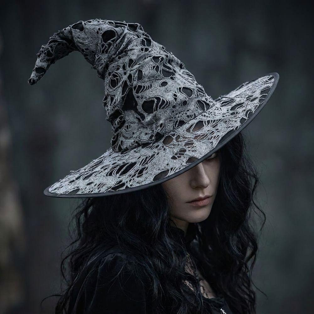 Tall Pointed Cone Top Halloween Wizard Hat Gothic Cosplay Witch Cap Role Play
