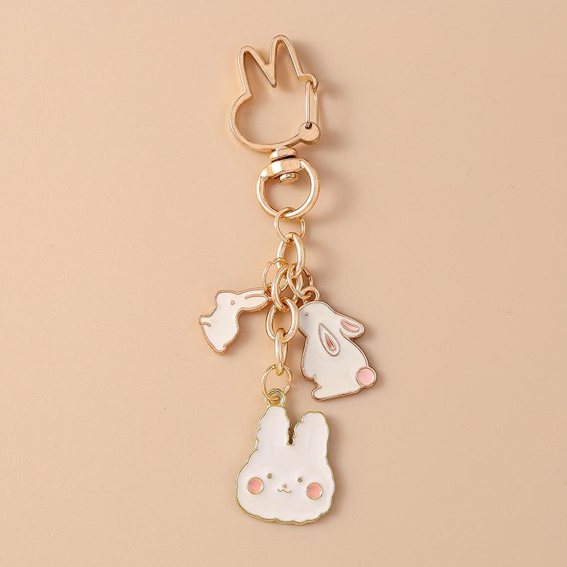 Cute Enamel Carrot Rabbit Keychain Cartoon Animal Key Ring for Women Girl Handbag Pendant DIY Handmade Jewelry Gift
