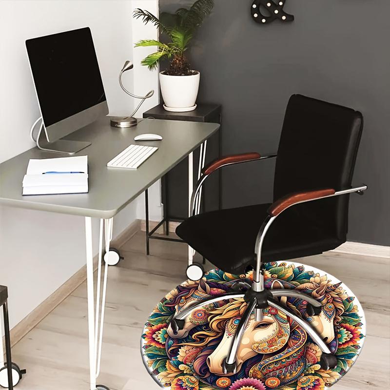 1pc Office Carpet Chair Mats Horse Mandala Artwork Perfect for Decorating Office Chairs, Living Rooms, Or Bedrooms
