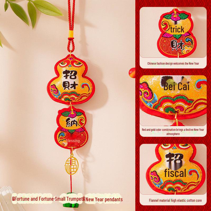 Pandantiv Festivalul de Primăvară Anul Șarpelui 2025 - Clopoțel de vânt Zeul Bogăției Fu pentru decorarea de Anul Nou în scena sufrageriei.