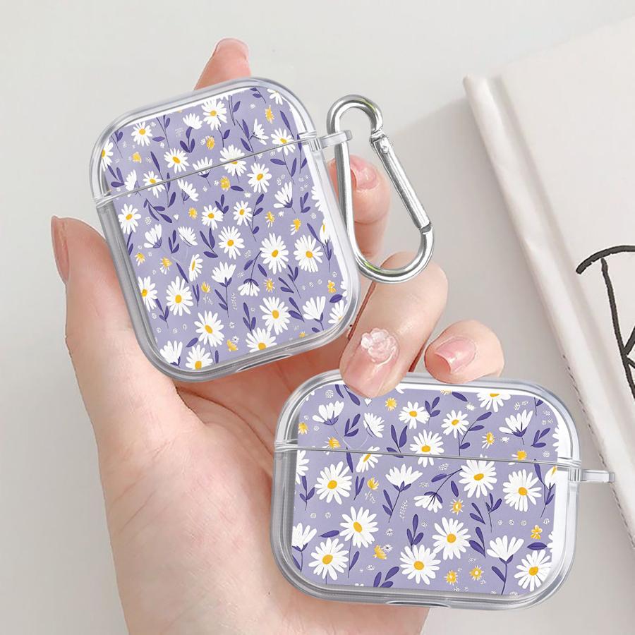Case For Airpods 1 Pro3 Pro2 3 2 Pro 4 Clear Earphone Cases Cover Simple Floral Pattern