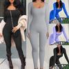European and American Women’s Ribbed Square Neck Slimming Jumpsuit – New Autumn/Winter Collection