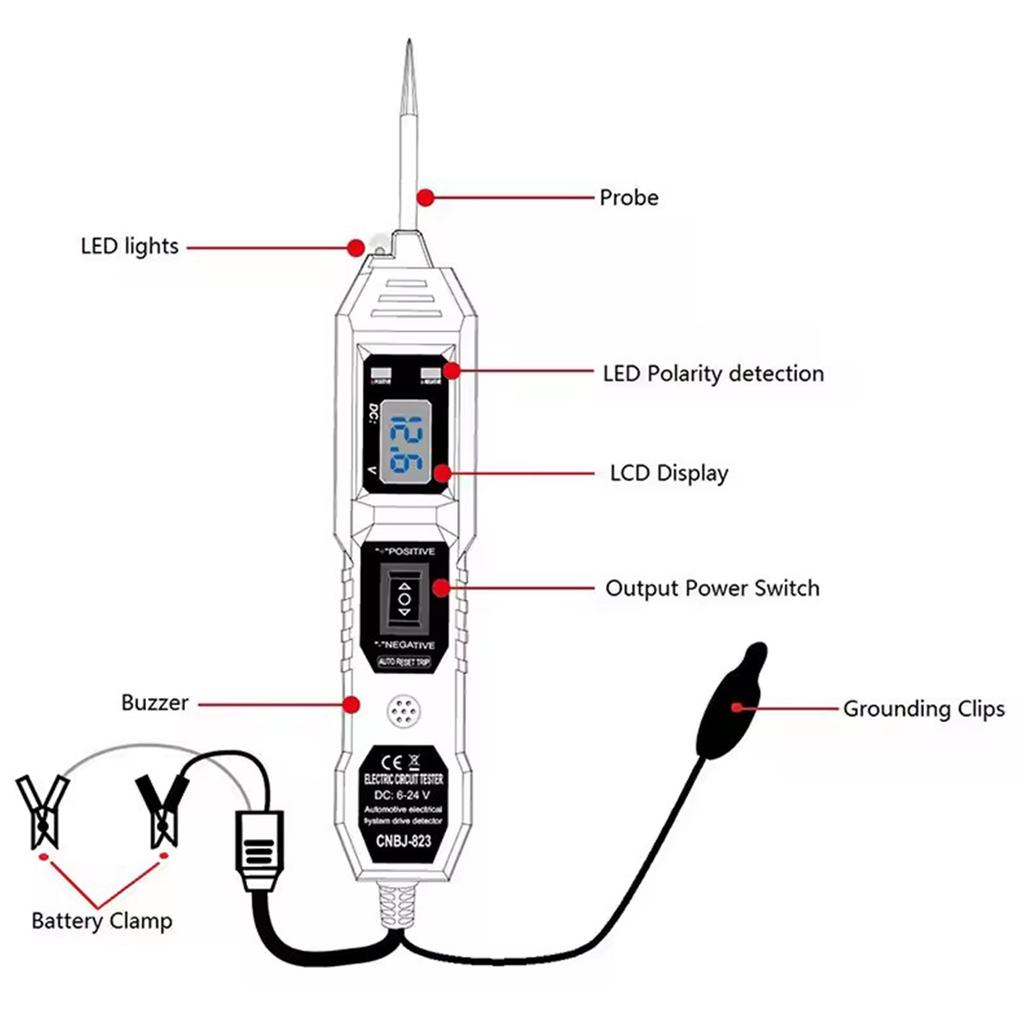 Automotive Circuit Tester 3.6V-36V DC Multifunctional Car Power Tester with Test Light Automotive Circuit Breake Finder Tool