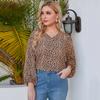 Spring and Autumn Women's Blouse Large Size Lantern Sleeve Loose Printed Shirt Long Sleeve Top