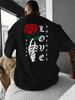 Unisex O Neck Tee Skeleton Hand Red Rose Back Print Cotton Short Sleeve Loose Summer Street Breathable Daily Casual Basic Wear Top
