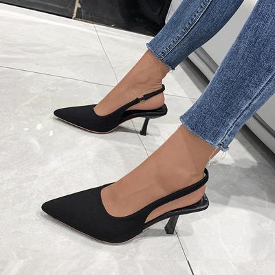 Fashion Temperament Women's Solid Color Sandals Closed Toe Slip-on Thin High Heel Office Career Shoes Sexy Pointed Back Strap Sandalias