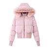 Winter New European and American Style Fashion Hooded Big Fur Collar Short Cotton Jacket