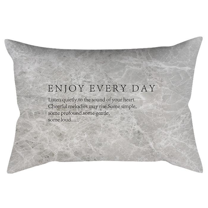 Black and white simple marble pattern printed waist pillowcase sofa living room rectangular cushion cover