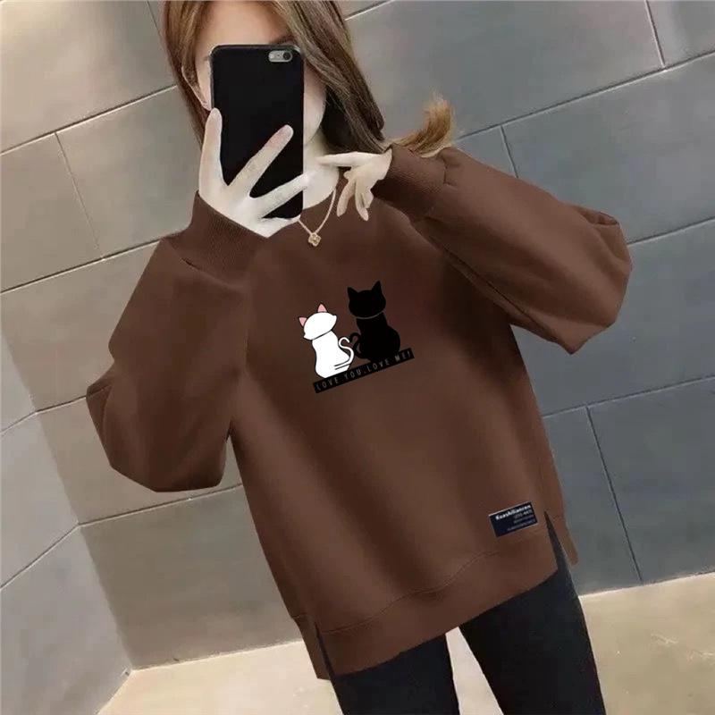 Plus Size Women's Velvet Thick Sweatshirt: Autumn/Winter Loose Fit, Slimming, & Fashionable