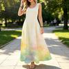 Women's Beach Maxi Dress Watercolor Gradient Print,Lightweight Soft Fabric,Loose Comfy Fit,Ideal for Daily/Casual/Outdoor/Vacation,Easy To Match