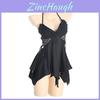 Satin Sleep Dress With Bow Tie And Chest Padding For Women Home Lounge