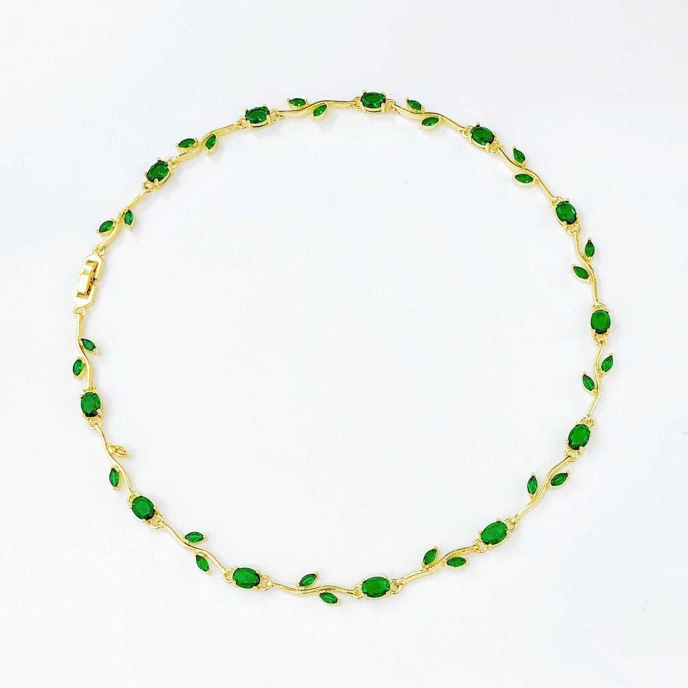Multicolour Rose Flower Necklace Light Luxury Crystal Leaf Necklace Zircon Necklace Women Girls