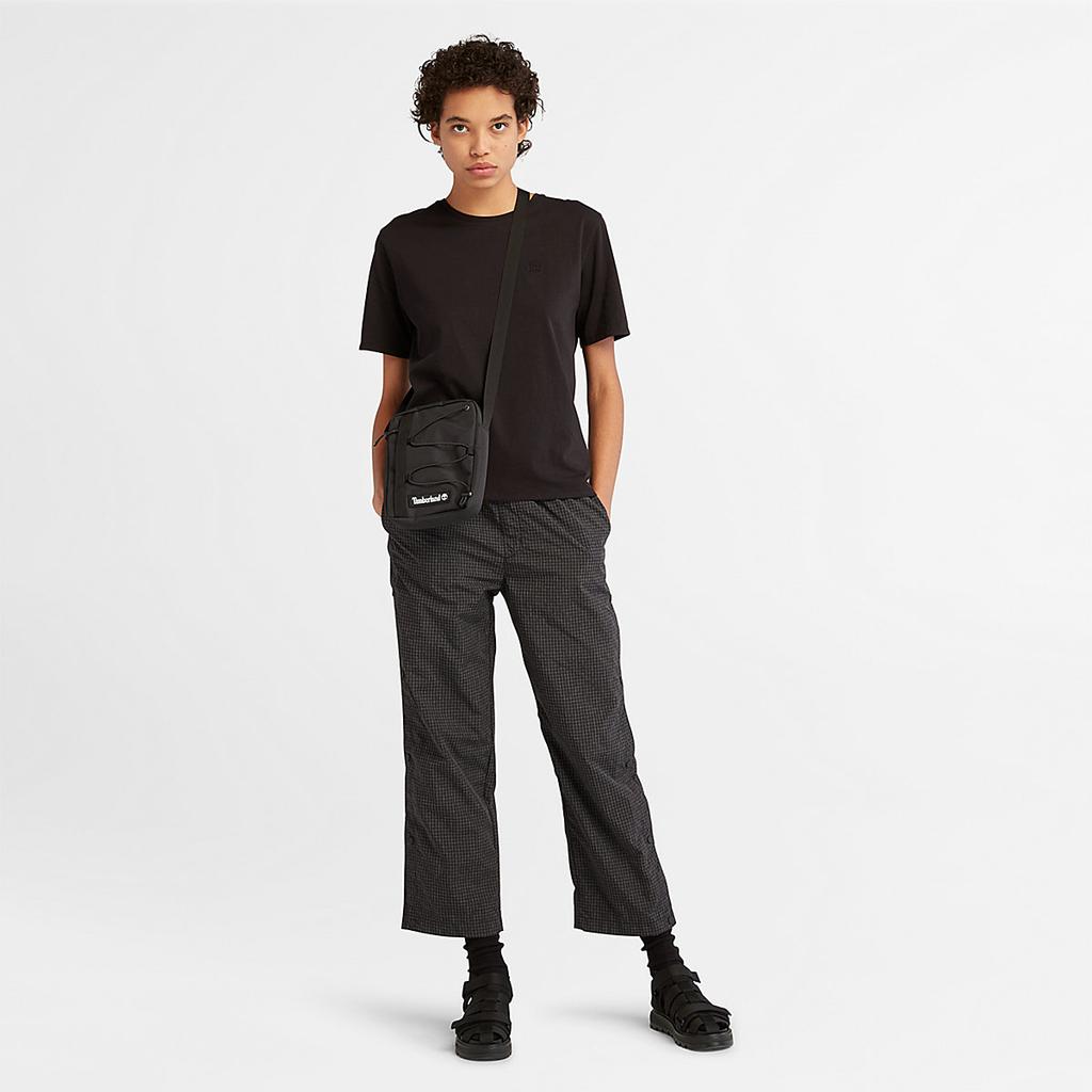 Timberland Dunstan Solid Logo Round Neck Short Sleeve T-Shirt Women Tops Black A6ATE-001