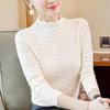 Aiyimaiyi 2023 Women's Autumn Lace Velvet Long Sleeve Shirt with Lace Collar - Temperament Inner Wear