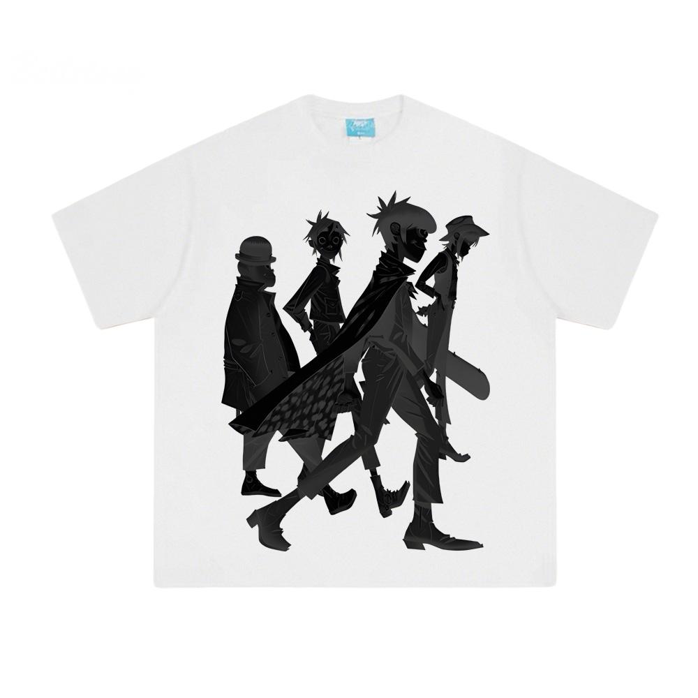 Árnyékok Póló Gorillaz Ugyanaz, mint a hivatalos weboldal 100% pamut Divat Kényelmes Camisetas Felsők Harajuku Nyári Kerek nyakú póló