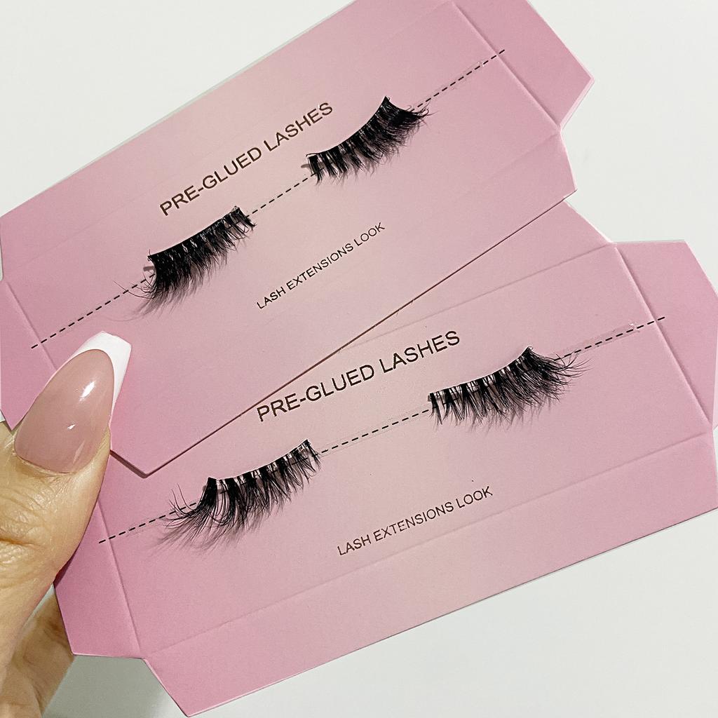 Self Adhesive Eyelashes Wide Glue Strip Press On Half Lashes Soft Clear Band Pre Glued False Eyelashes Reusable Cat Eye Lashes