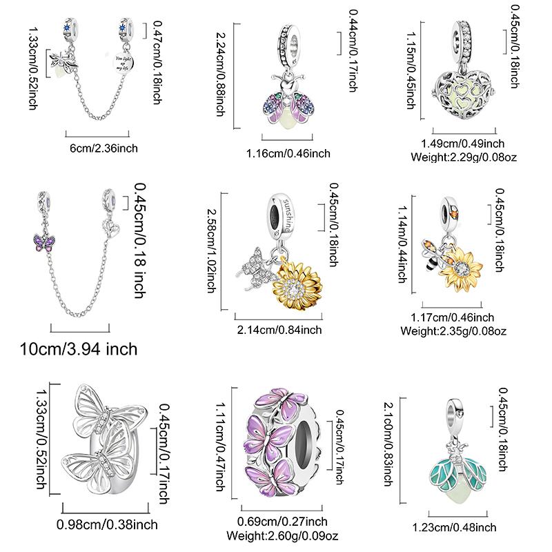 Original Copper Charms Beads Glowing Luminous Bee Firefly Butterfly Pendant For Bracelet Bangle Charm Diy Jewelry