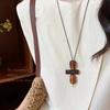 Vintage Long Irregular Circular Pendant Necklace For Women Ethnic Adjustable Sweater Chain