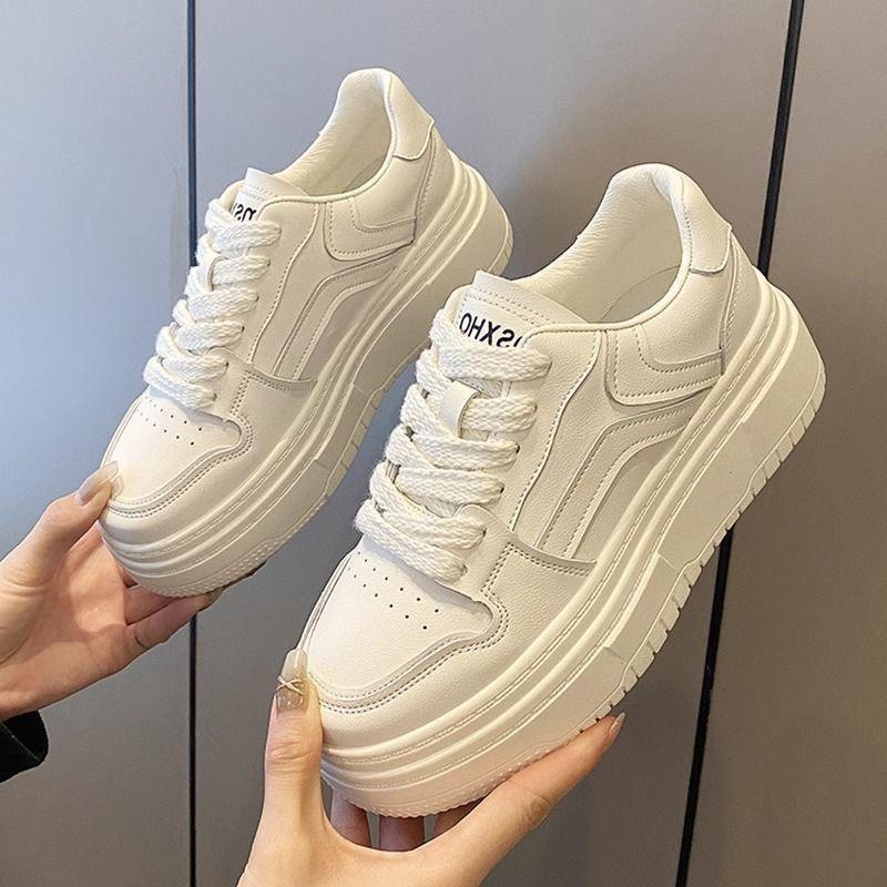 Женские белые кеды на толстой подошве, легкие, нескользящие, ретро, корейские, модные, крутые, кеды-доски, студенческие спортивные shoes 40 белый