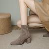 High Heels Women Ankle Boots  2026 Winter Fashion Suede Heeled Boots New Square Toe Elegant Women's Ankle Boots