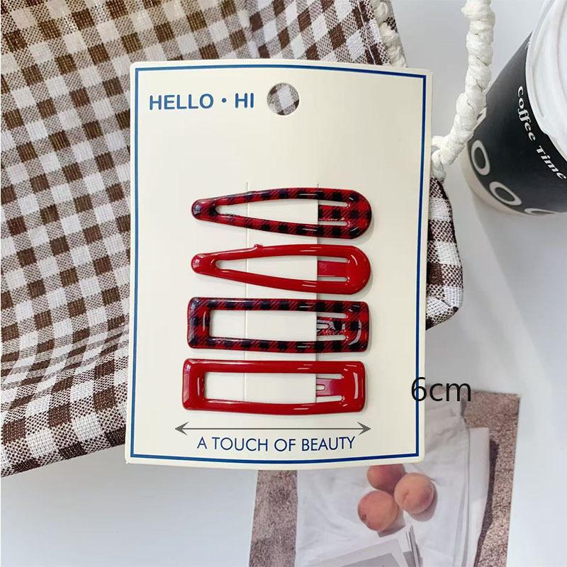 4Pcs/Set Retro Morandi Plaid Bb Hair Clips Daily Side Bangs Clip Baby Hairpin For Women And Girls Hair Accessory