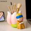 Creative Cute Character Sculpture Pen Holder Office Desktop Storage Decoration Student Practical Stationery Home Decoration