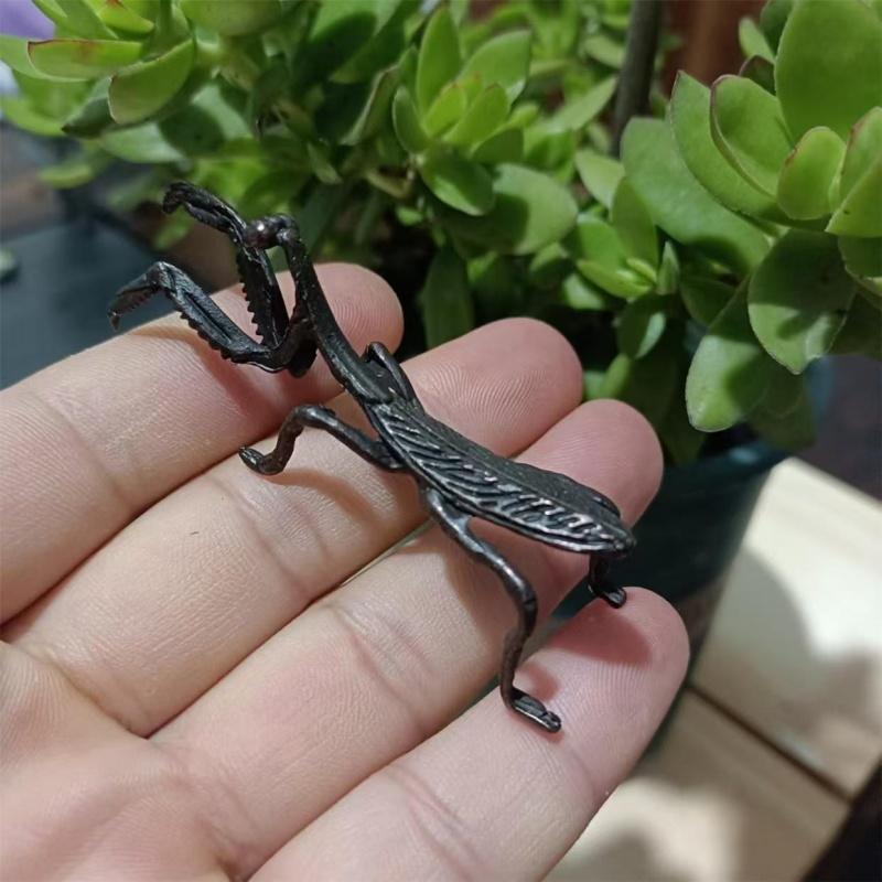 

Имитация латунного украшения «Богомол», антикварные фигурки насекомых, миниатюрные украшения для стола, предметы коллекционирования в стиле «чай для питомцев» по фен-шуй