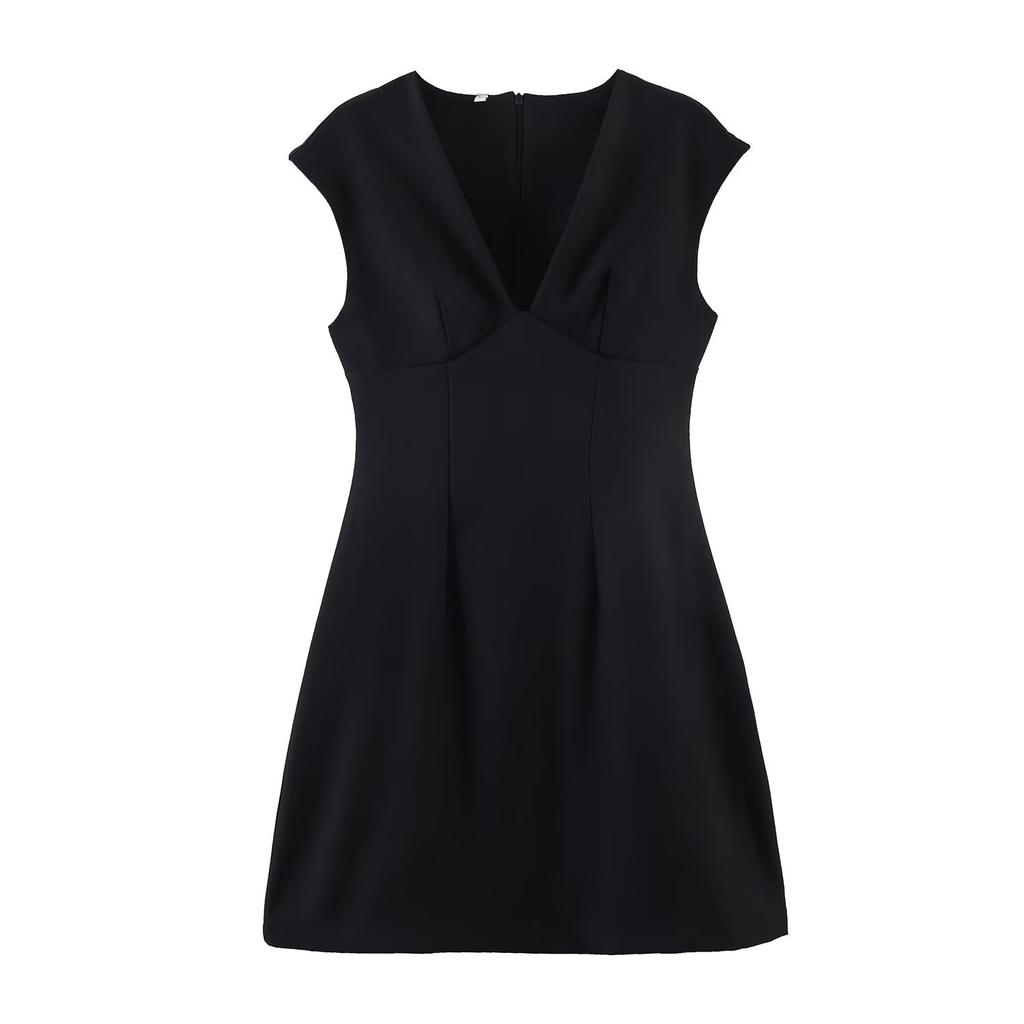 Women's Summer New European and American Style Fashion Waist V-neck Crepe Dress