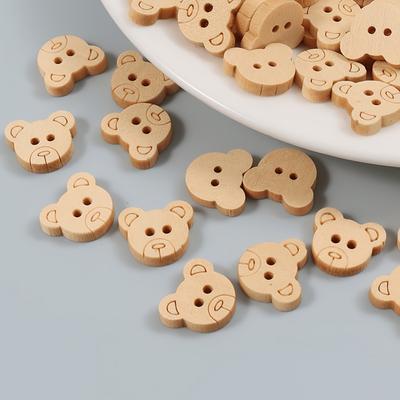 100pcs Bear Buttons with 2 Shank Holes for DIY Hand Sewing, Scrapbooking, Arts and Crafts Projects, and Home Decor