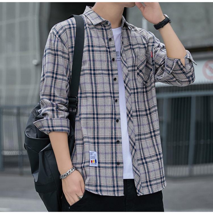 Unisex Retro Plaid Color Block Loose Casual Shirt - Spring/Autumn