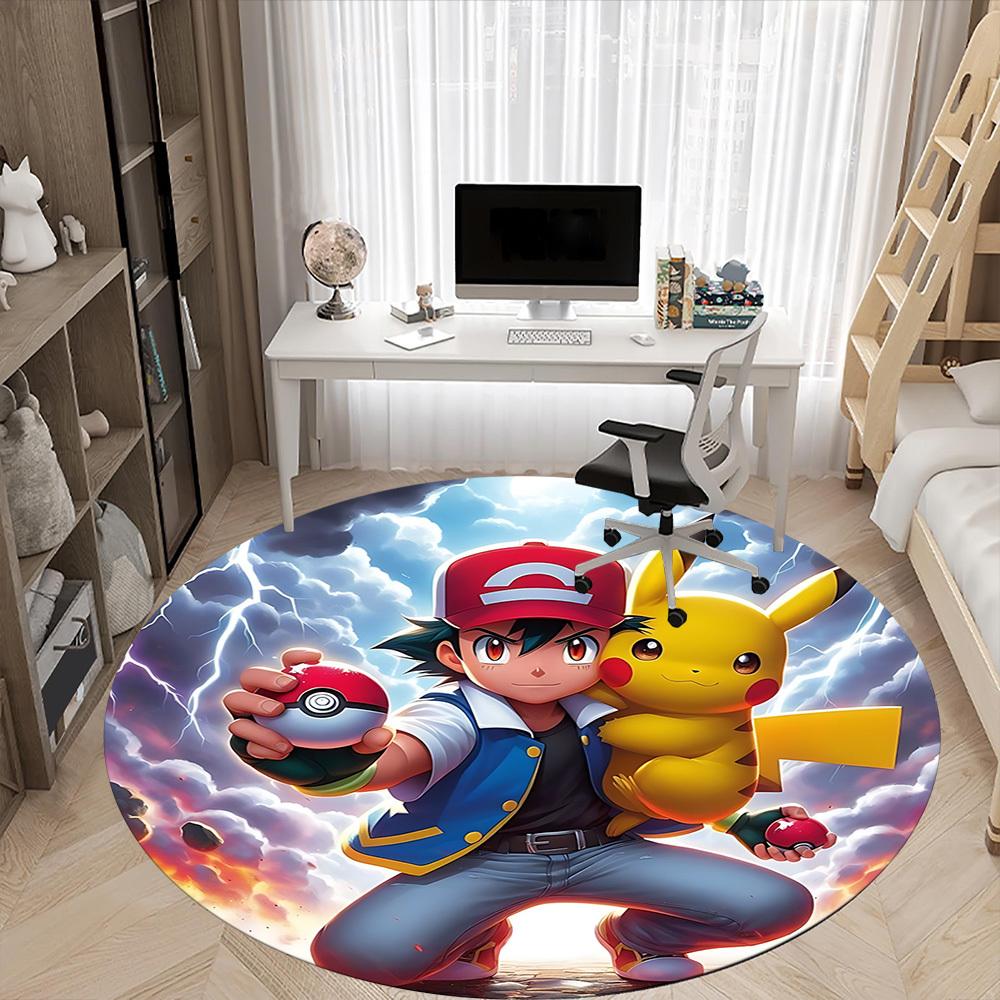 1pc Pokémon, Pikachu Chair Carpet for Office, Non slip, Soft and Durable Office Rug