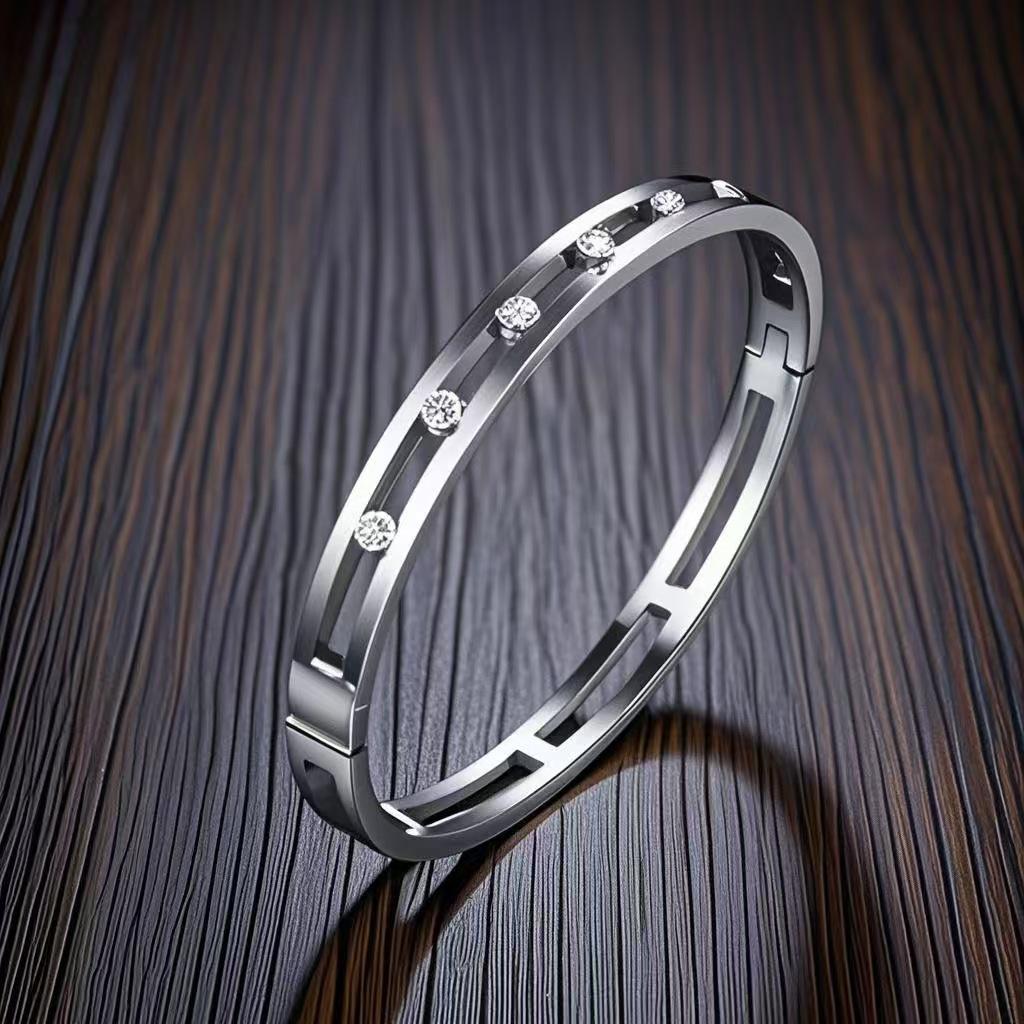 Stainless Steel Women s Diamond Inlaid Hollow Bracelet - Colorfast European & American Fashion Jewelry