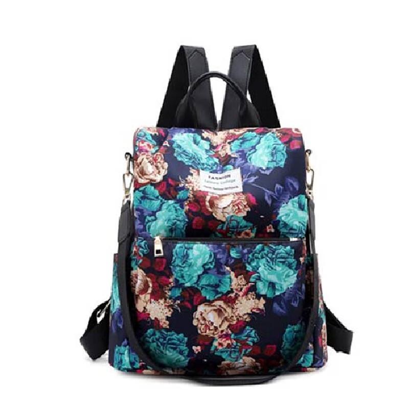 Hengyuanxiang Anti-theft Peony Print Backpack