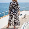 Women's Cardigan Oversized Loose Batwing Sleeves Strap Waist Cinched Leopard Print Mesh Beach Bikini Top