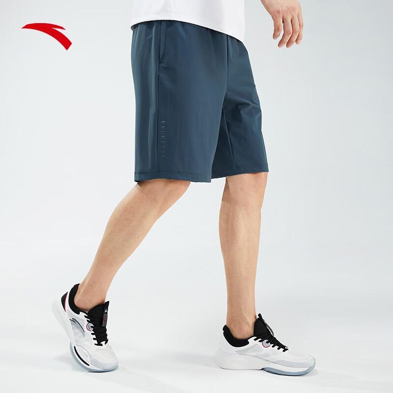 Anta Training Series Solid Color Knitted Sports Five-Point Shorts Men Shorts Whale-Fin-Blue 152337309-2