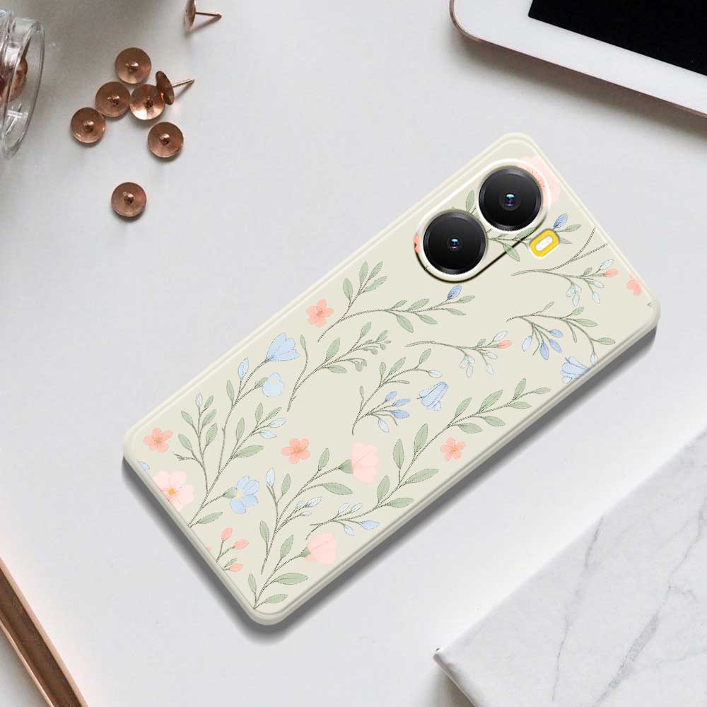 For Xiaomi Redmi Turbo 4 5G/Poco X7 Pro 5G Case Pink Blue Flowers Pattern Printing Straight Edge TPU Phone Back Cover