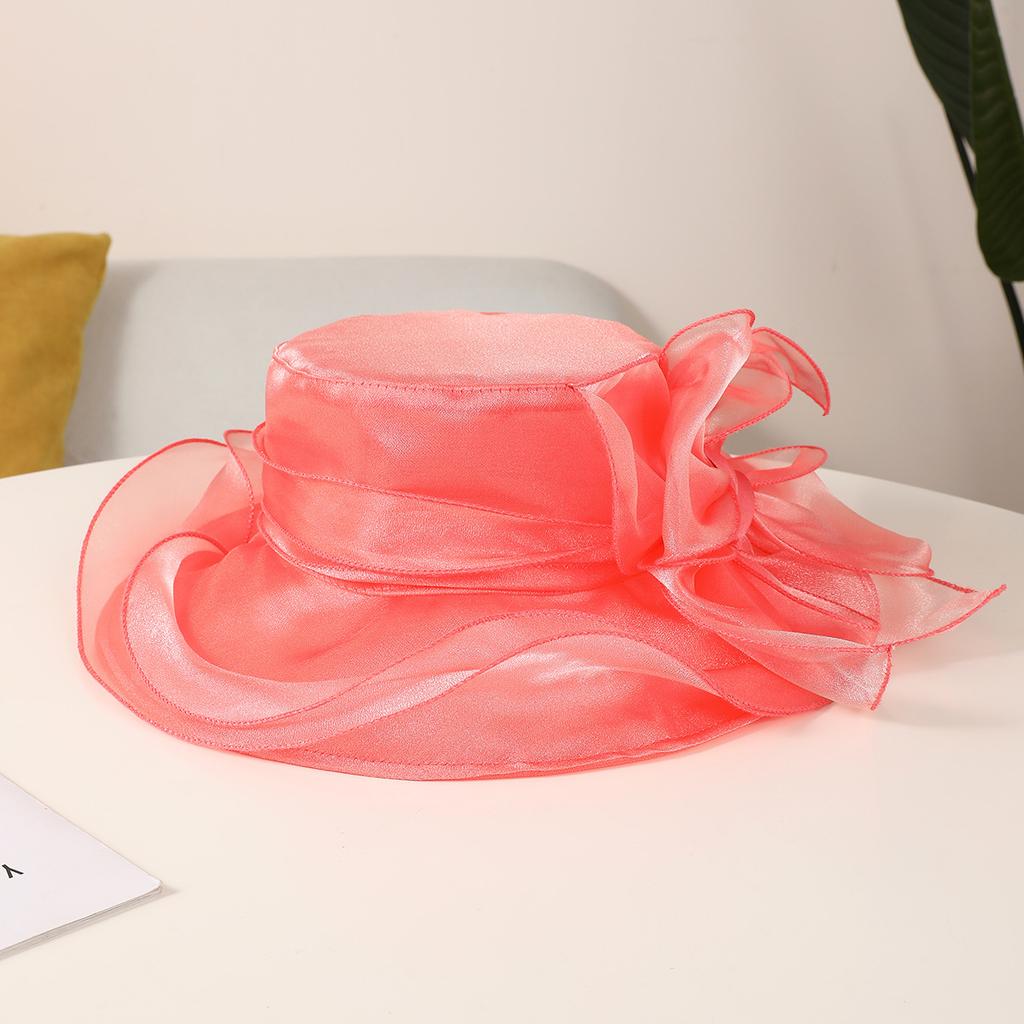 New French organza mesh flower hat summer fashion trendy brand sunscreen sunshade big eaves hat retro elegant millinery hat