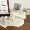 Retro Little White Shoes Women's Ins College Hong Kong Style Single Shoes Trend Breathable Moral Training Shoes College Style Cream Color High Value