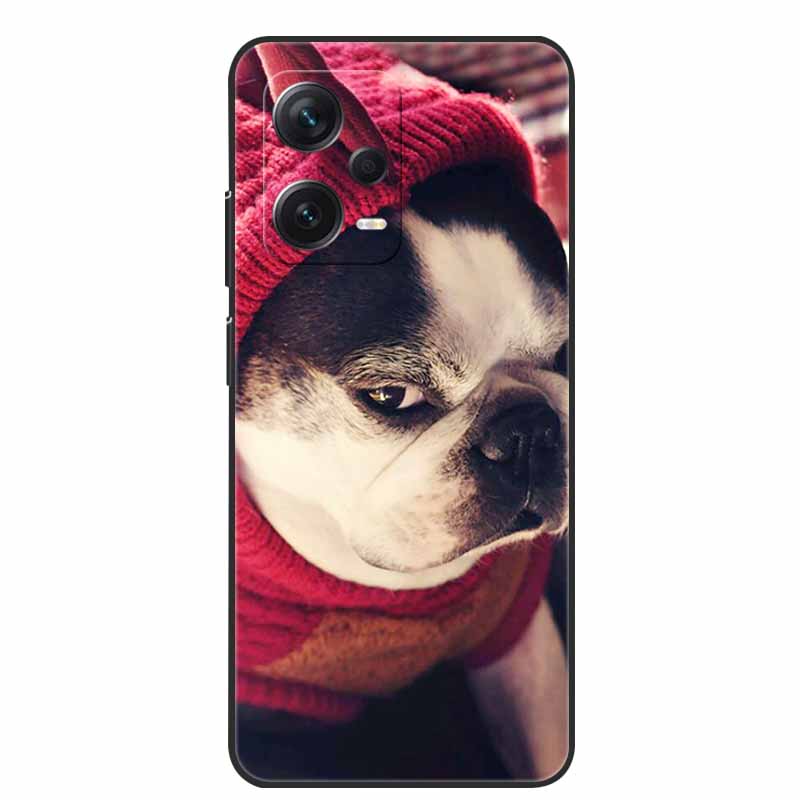 Weiche Hülle für Xiaomi Redmi Note 12 Pro 5G Case Schwarz TPU Silikon Hüllen für Redmi Note 12 Turbo 5G / Note12 Pro Plus Pro+ Wolf