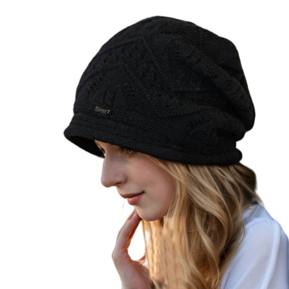 Casual Solid Color Knitted Baggy Beanie Keep Warm Thickened Oversized Winter Hat Anti-Cold Unisex Beanies Women Girl